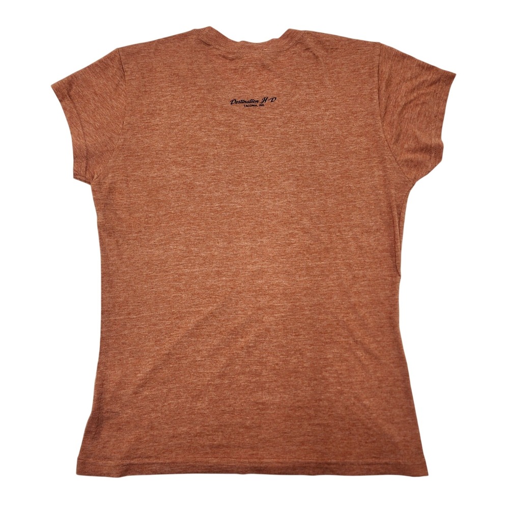 Harley-Davidson Womens Eagle Graphic T-Shirt Orange Acid Wash Tacoma WA Large - Picture 7 of 16